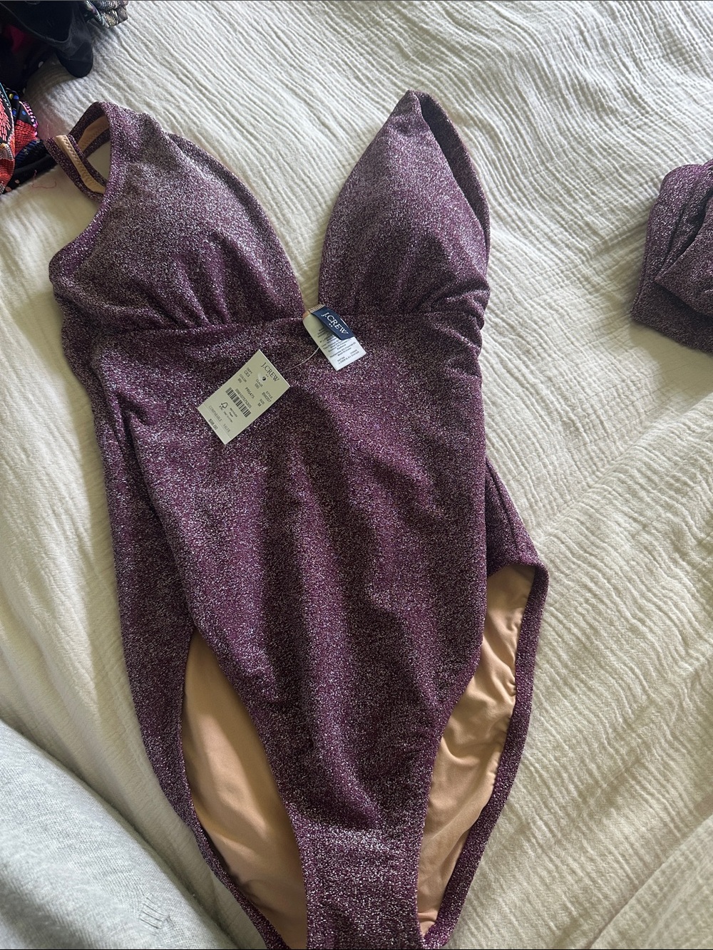 J. Crew Plum Shimmer One-Piece Swimsuit